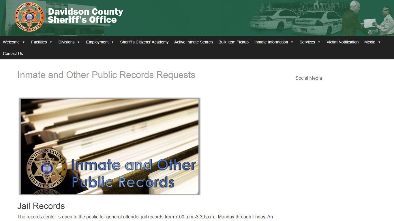 Inmate and Other Public Records Requests – Davidson County ...