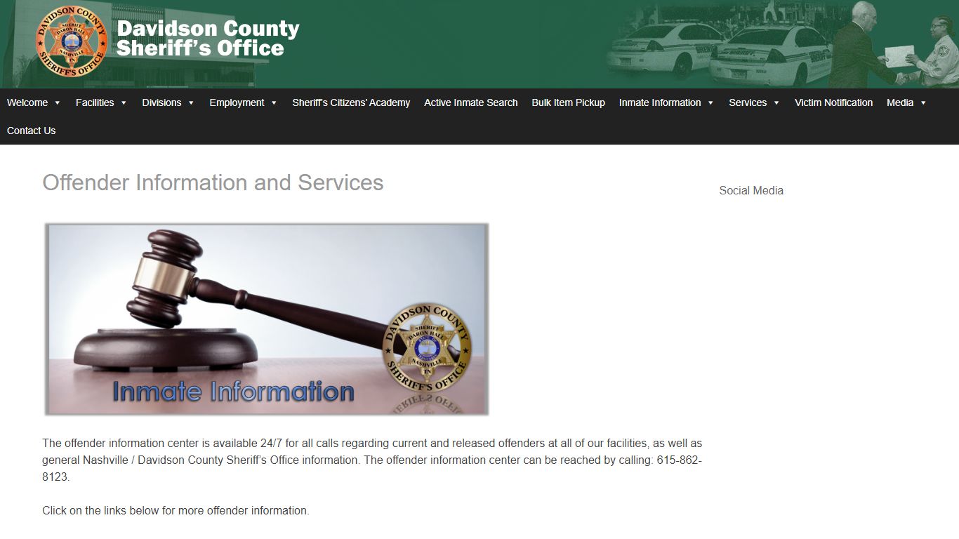Offender Information and Services – Davidson County ...